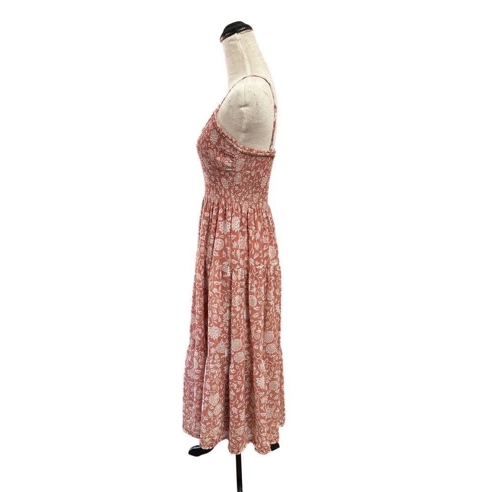 Wilfred Aritzia Tuberoso Floral Smocked Midi Dress Dusty Rose Cottagecore S - Picture 5 of 8